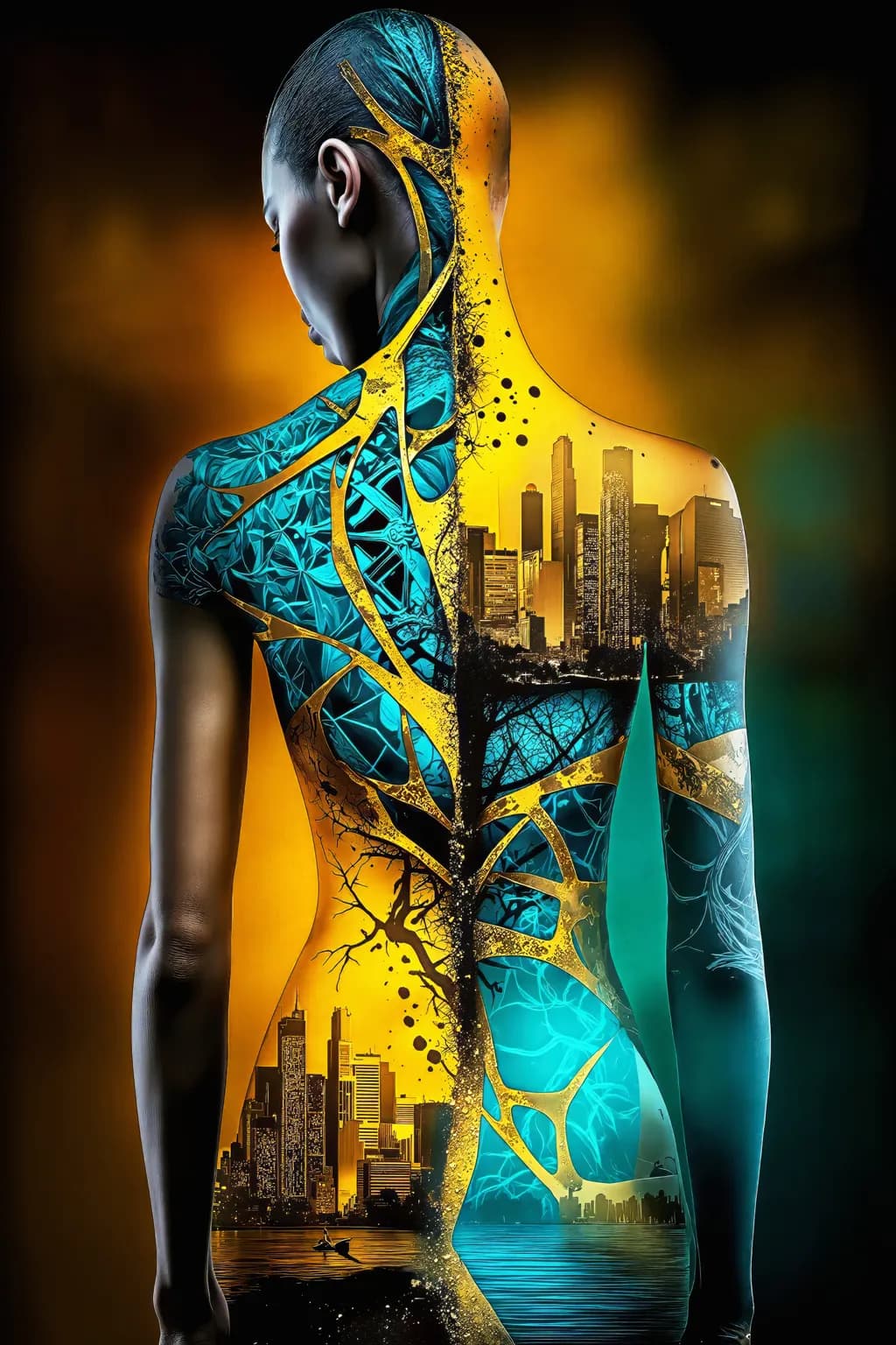 Urban Harmony: The Fusion of Body and Cityscape in Abstract Art