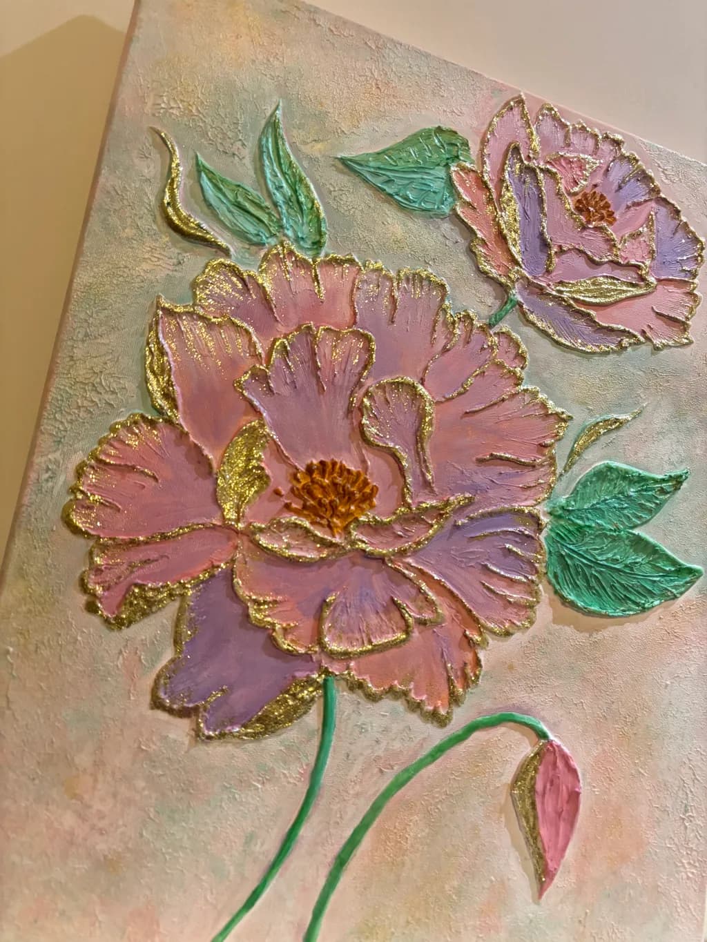 Whimsical Blossoms: A Textured Floral Dream in Pastel Hues