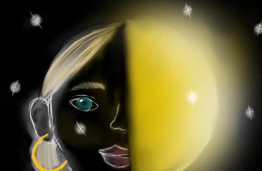 Celestial Duality: A Portrait of Light and Shadow