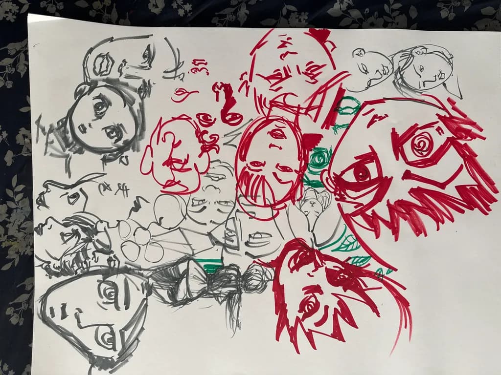 Whimsical Faces: A Kaleidoscope of Emotions in Bold Lines and Colors