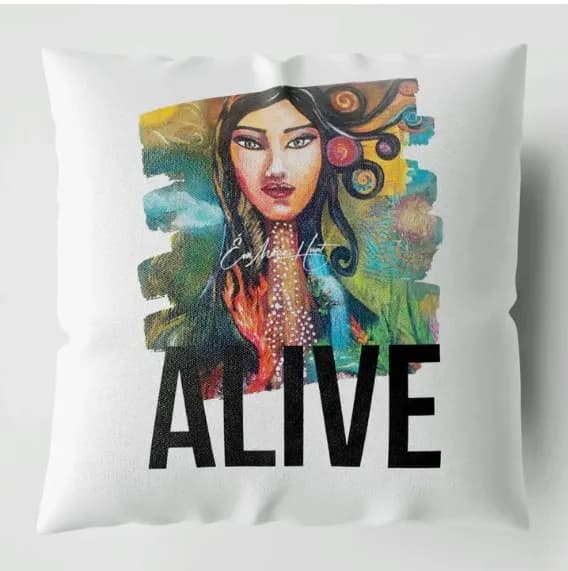Alive, Goddess of the Earth - Canvas Cushion Single sided, 16x16" / 40.6x40.6cm