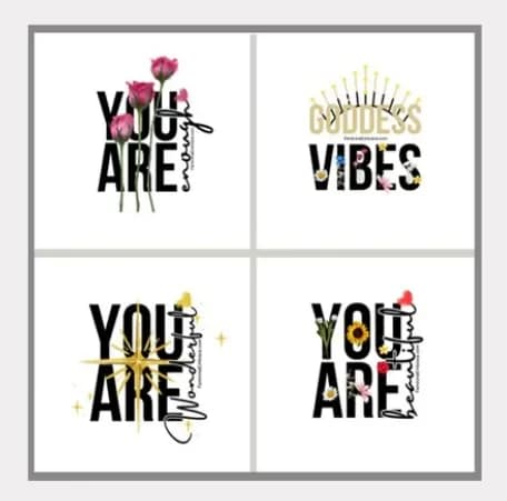 Fridge Magnets Goddess Vibes - 6x6"/ 15.2x15.2cm divided into 4 images/ fridge magnets