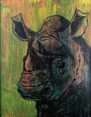 Vibrant Rhino: An Abstract Portrait Celebrating Nature's Majesty