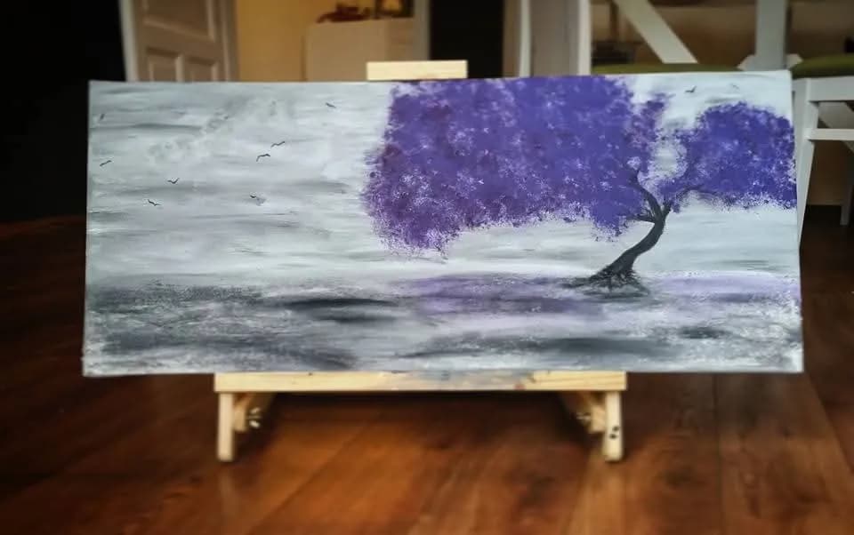 Whispers of Lavender: A Serene Tree in a Dreamy Landscape
