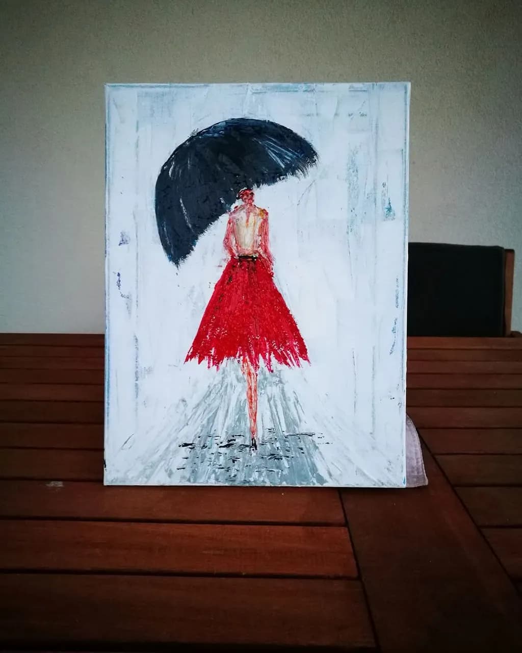 Elegance in the Rain: A Striking Portrait of a Woman in Red with Umbrella