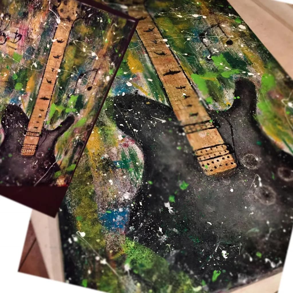 Vibrant Strings: An Abstract Celebration of Guitar and Colorful Textures