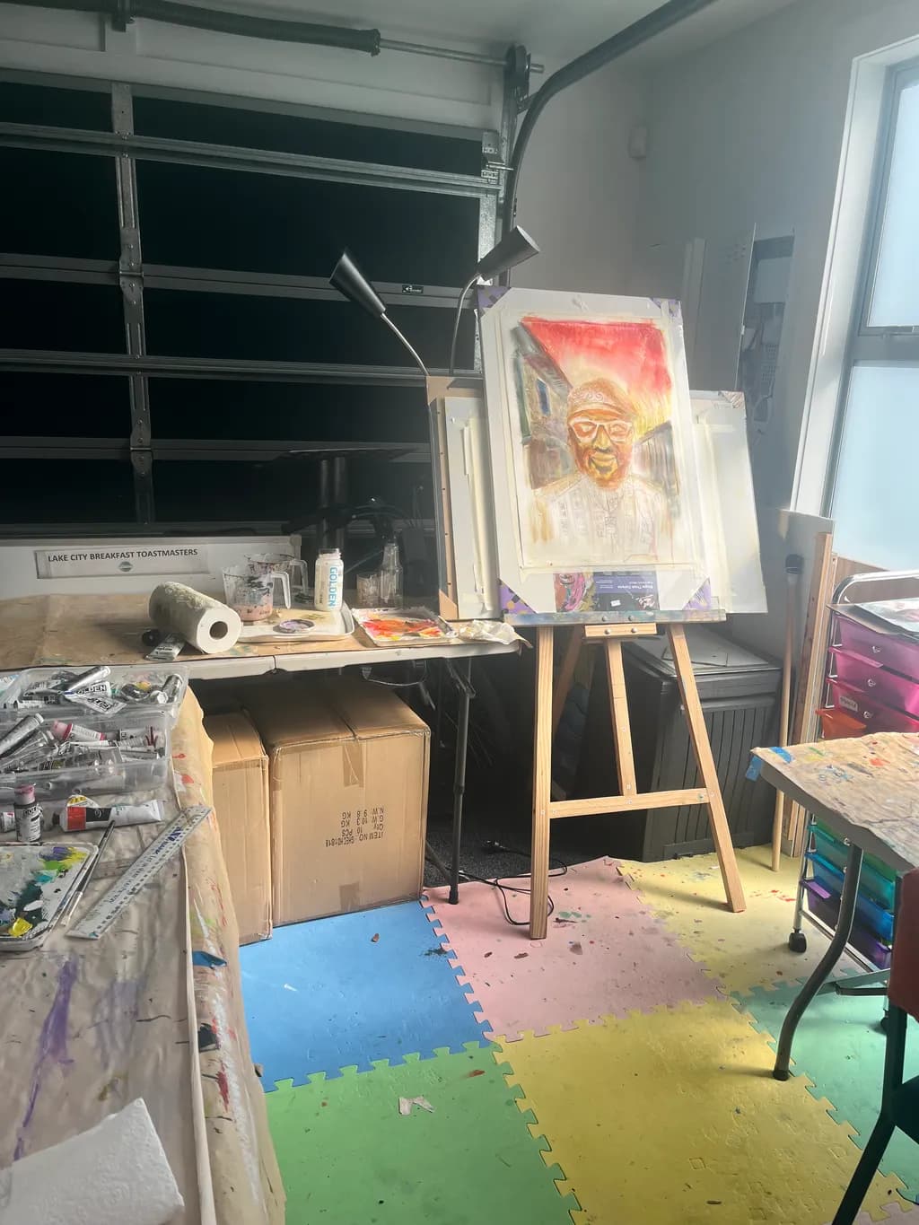 Creative Chaos: A Vibrant Artist's Studio in Action