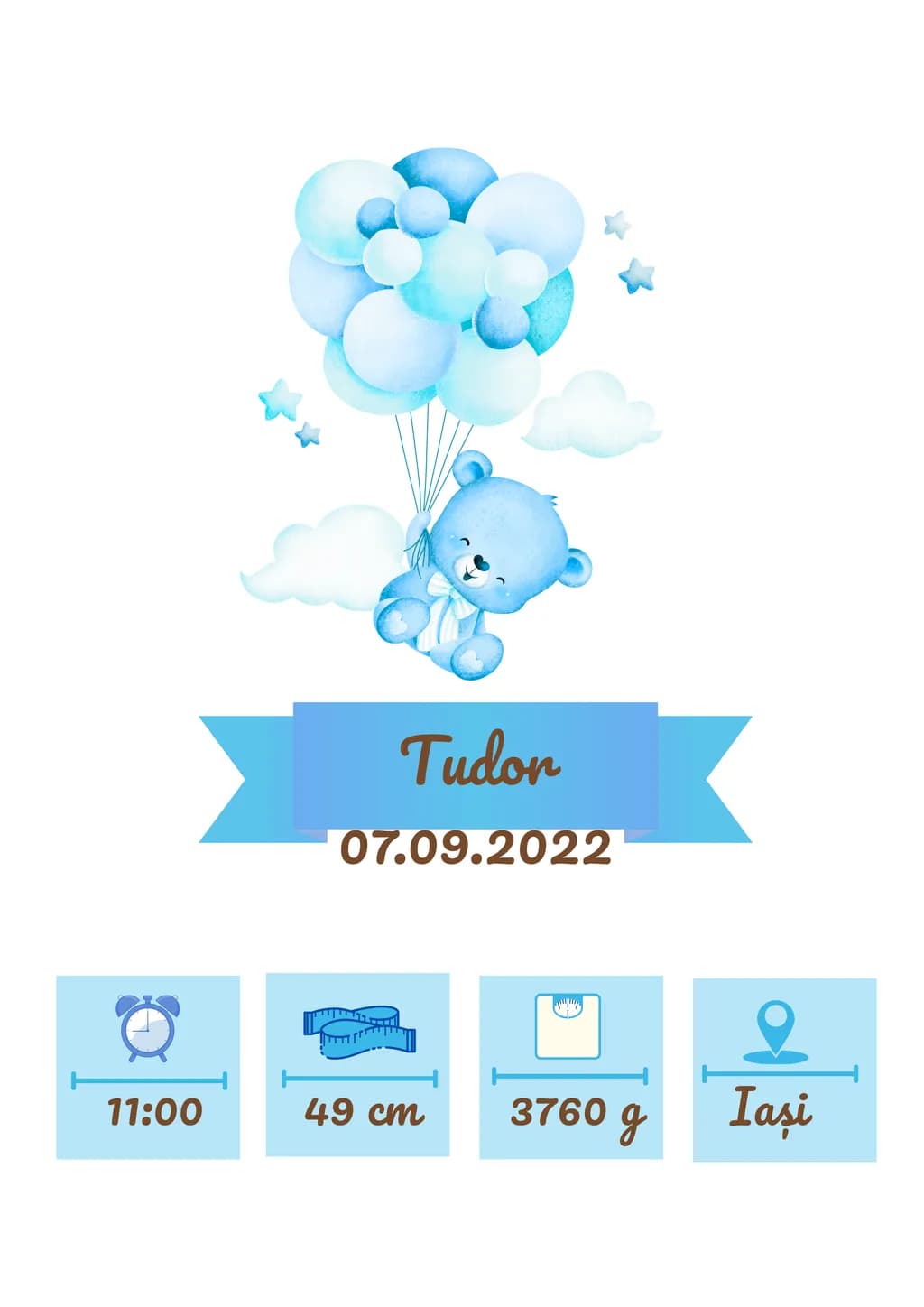 Whimsical Blue Bear Balloon Celebration: A Cherished Memory for Baby Tudor