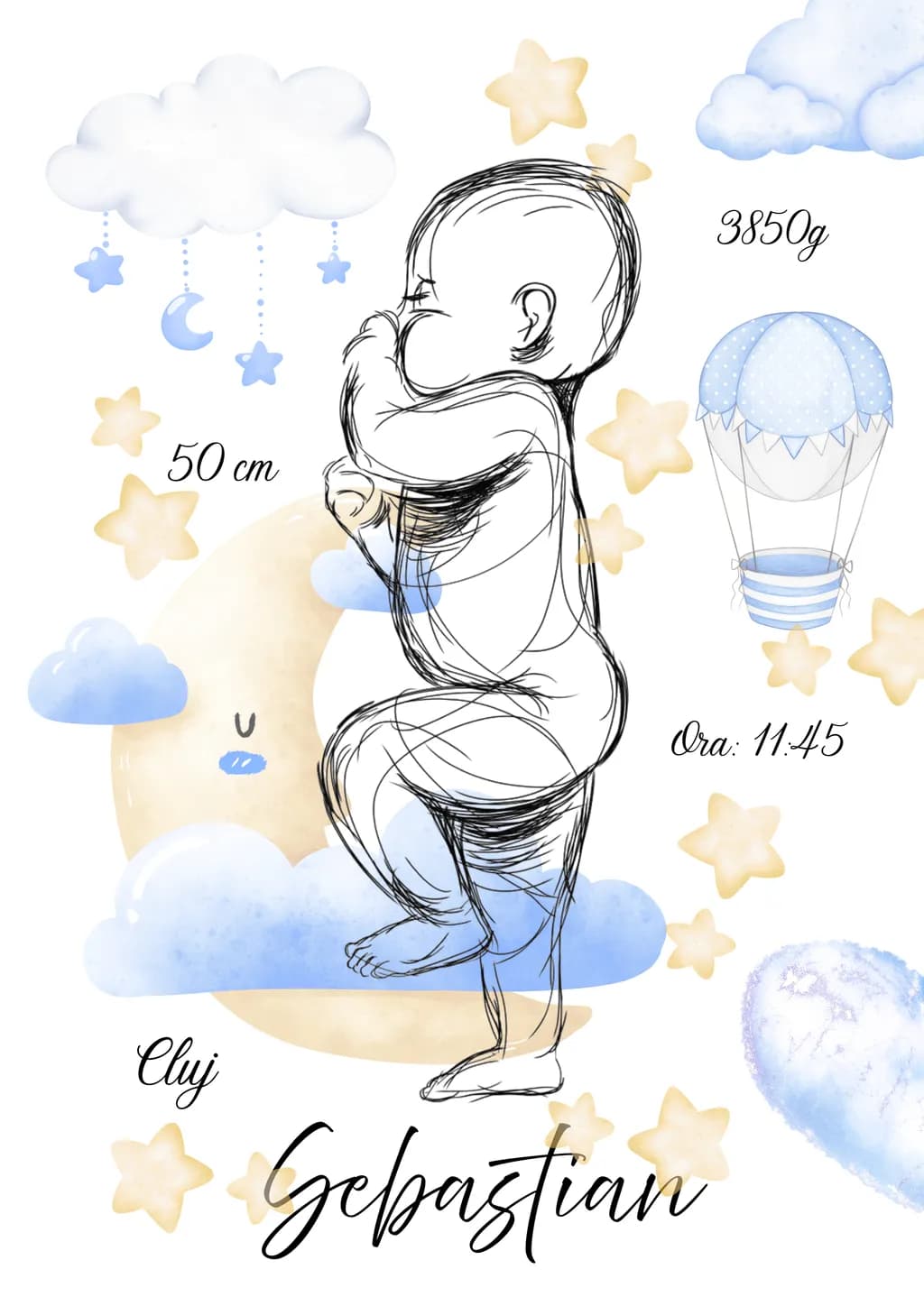 Whimsical Dreams: A Baby's Journey Through Clouds and Stars
