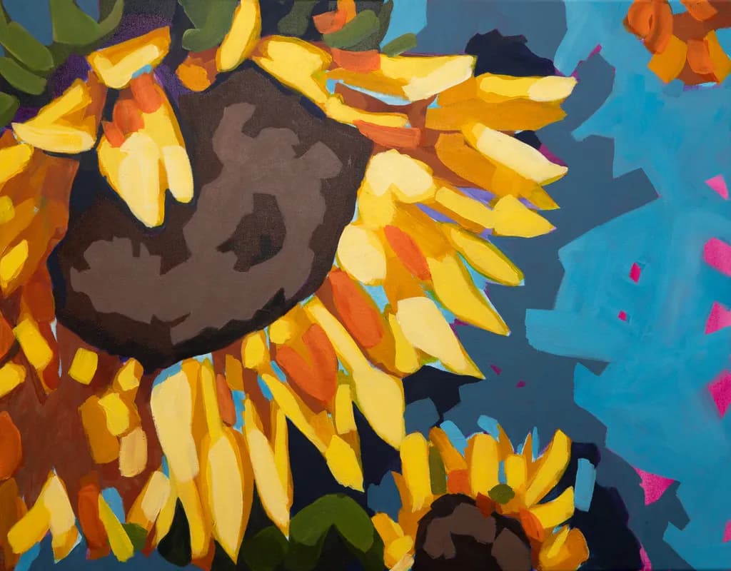 Sunlit Blooms: A Vibrant Celebration of Sunflowers in Abstract Harmony