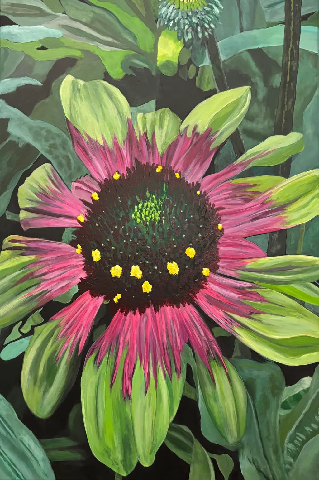 Vibrant Bloom: Nature's Colorful Symphony in Green and Pink
