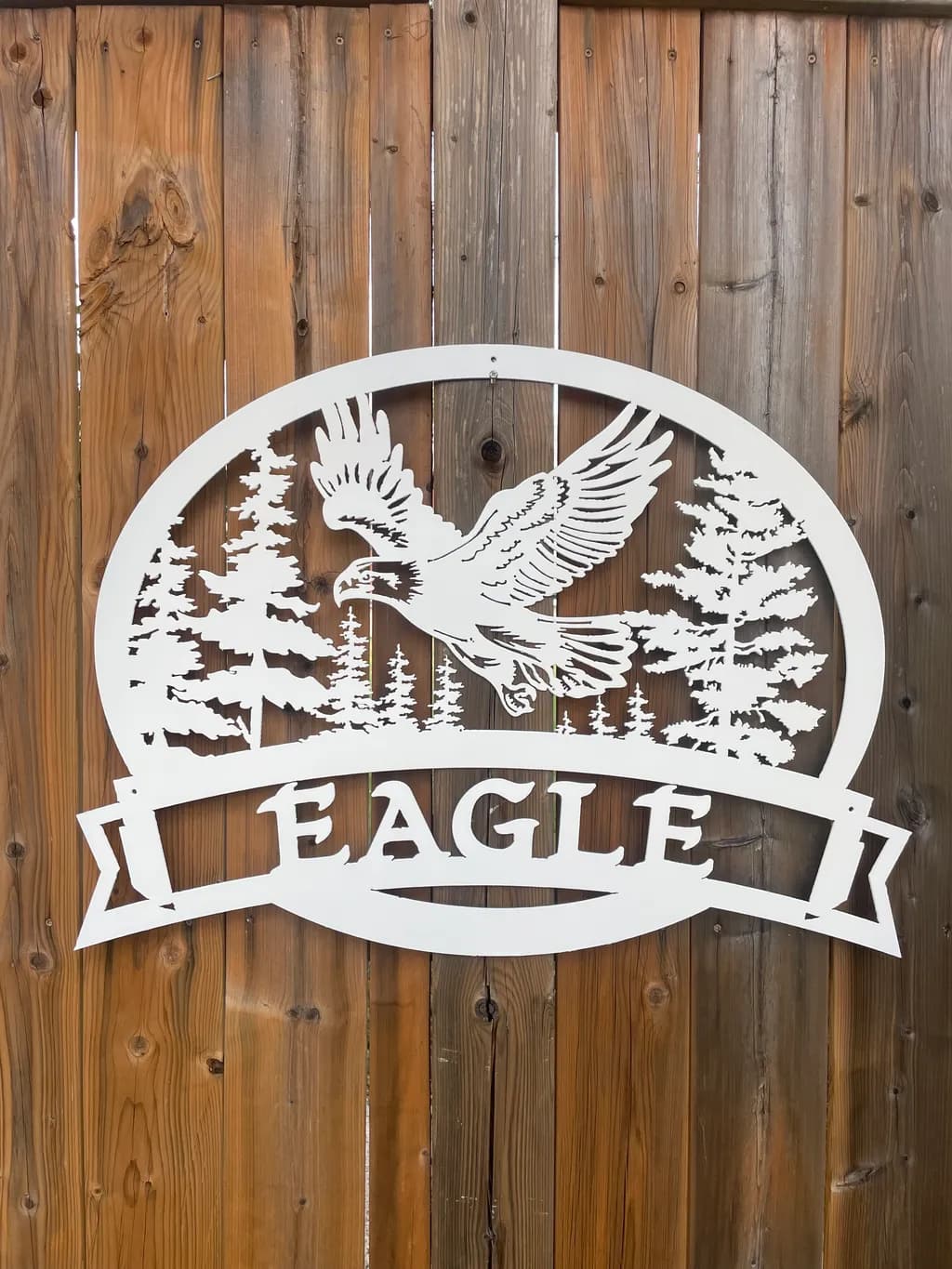 Majestic Eagle in Flight: A Forest Metal Wall Art Sign