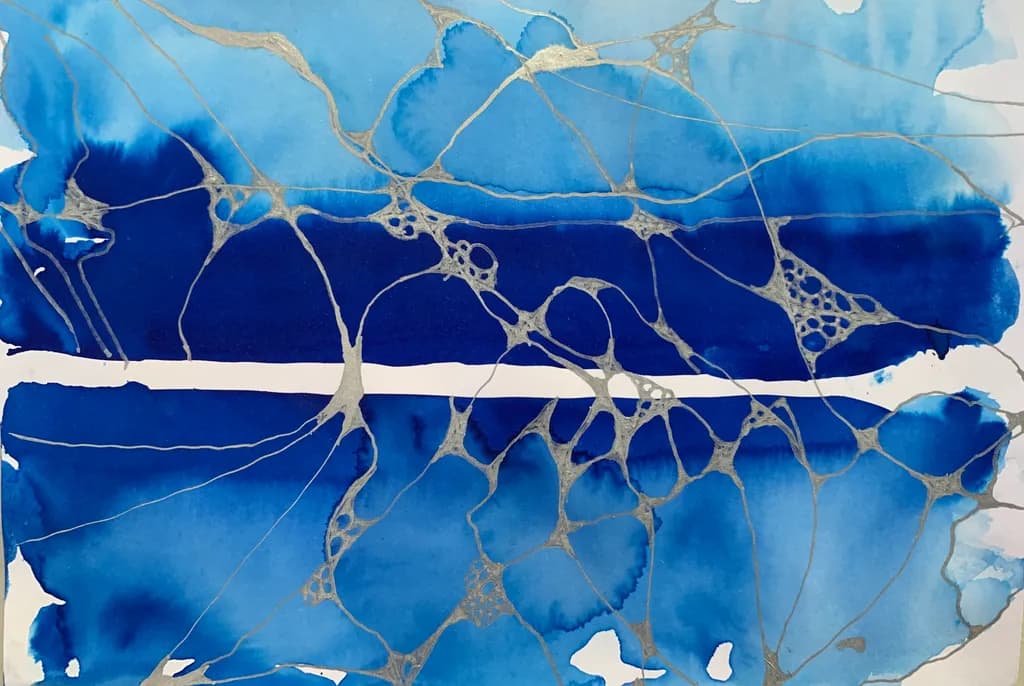 Oceanic Whispers: A Fluid Dance of Blue and Silver Textures