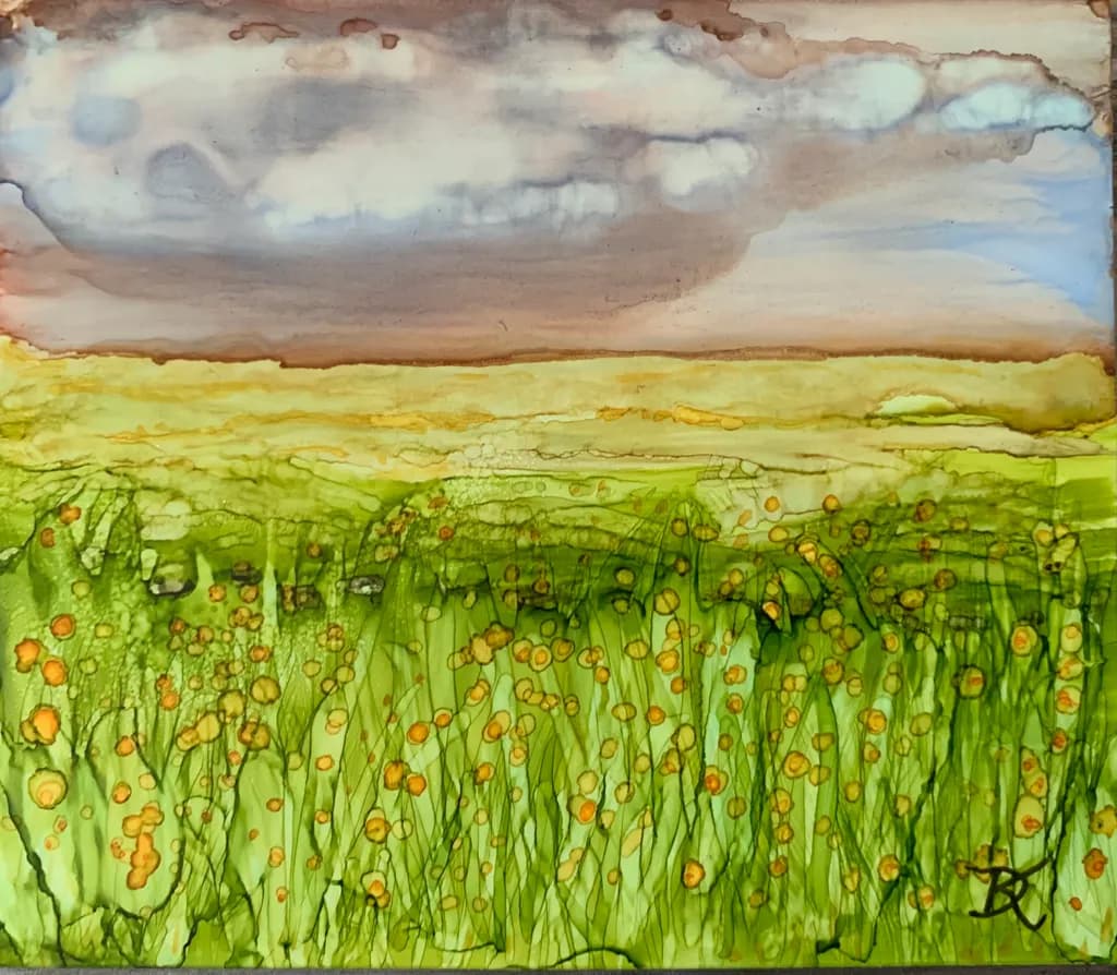 Whispers of Nature: A Vibrant Landscape of Flowers and Clouds