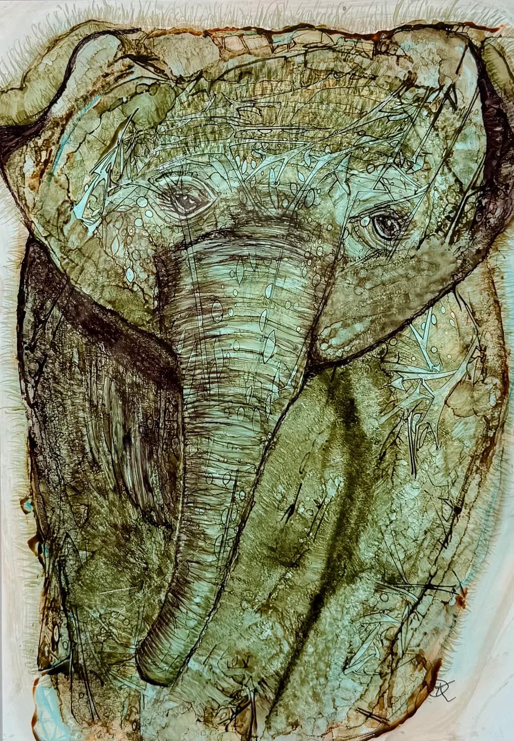 Whispers of the Wild: An Abstract Elephant Portrait in Earthy Tones