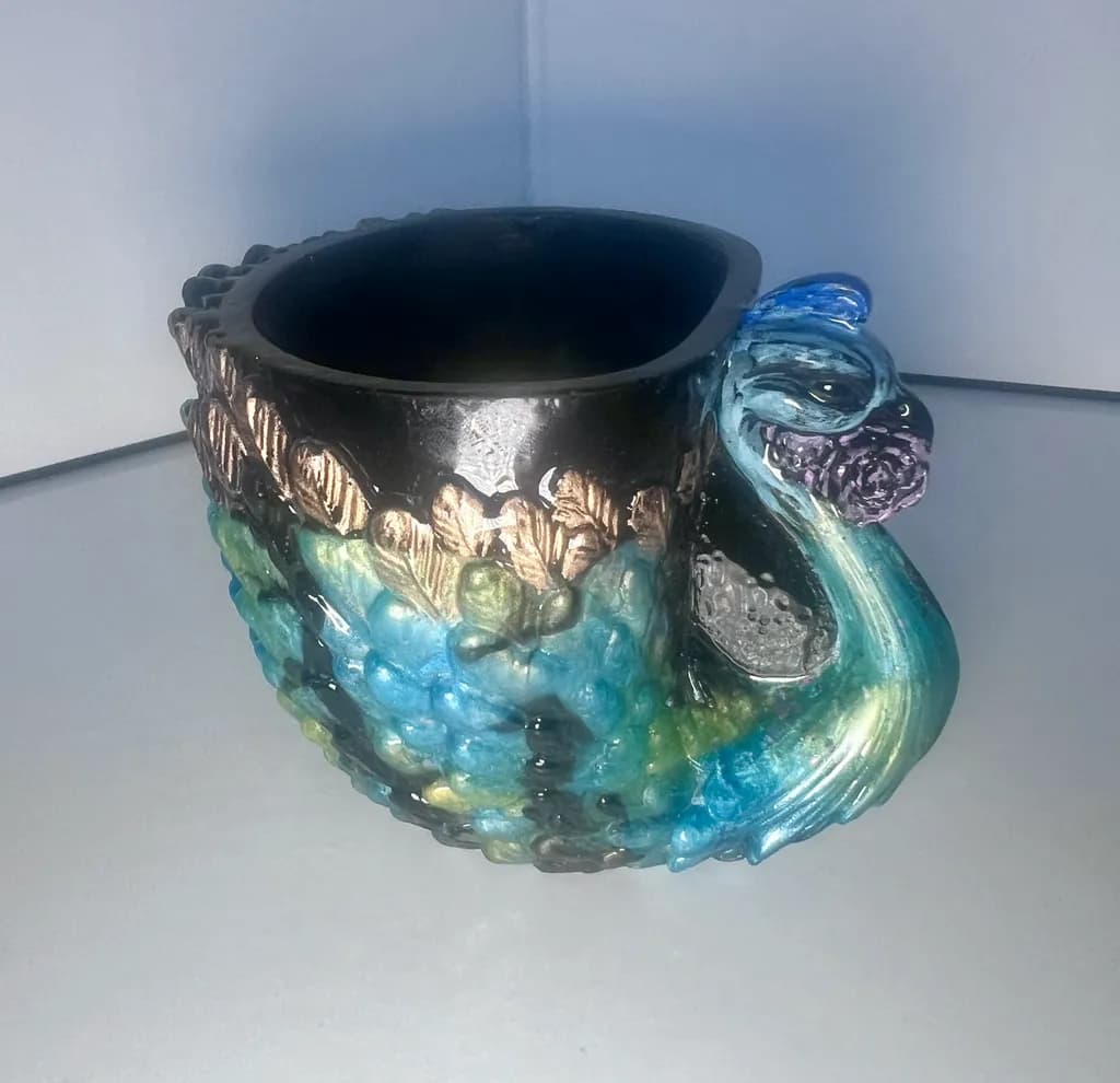 Whimsical Serenity: Handcrafted Resin Swan Planter with Vibrant Colors