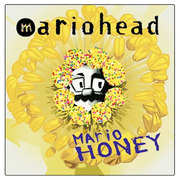 Whimsical Fusion: Mario Honey in a Floral Dreamscape
