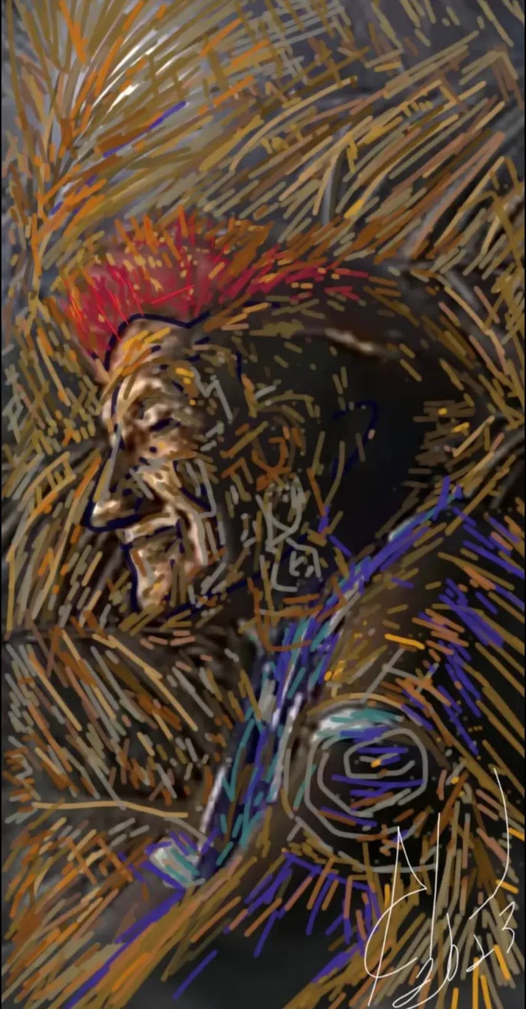 Vibrant Echoes: A Bold Portrait of Resilience and Strength
