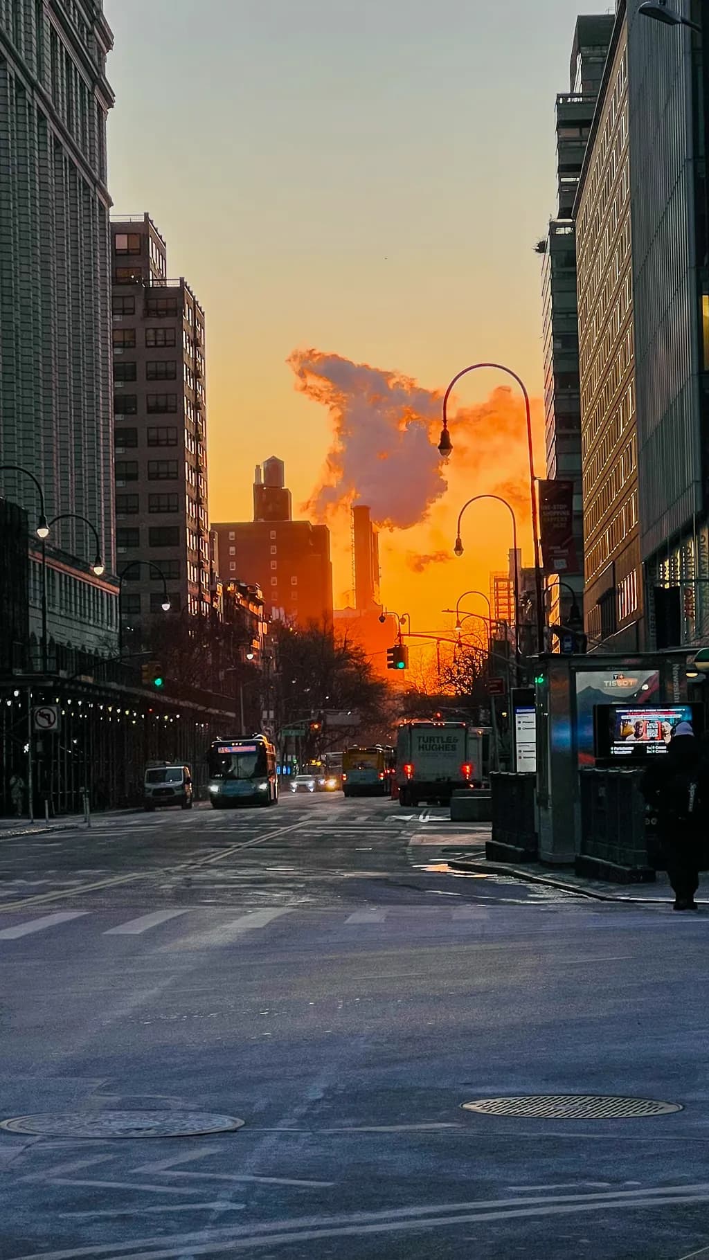Urban Sunset Symphony: A Cityscape of Traffic and Clouds at Dusk