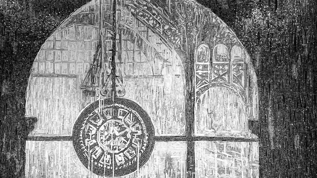Ethereal Reflections: A Mosaic of Time and Space in Monochrome