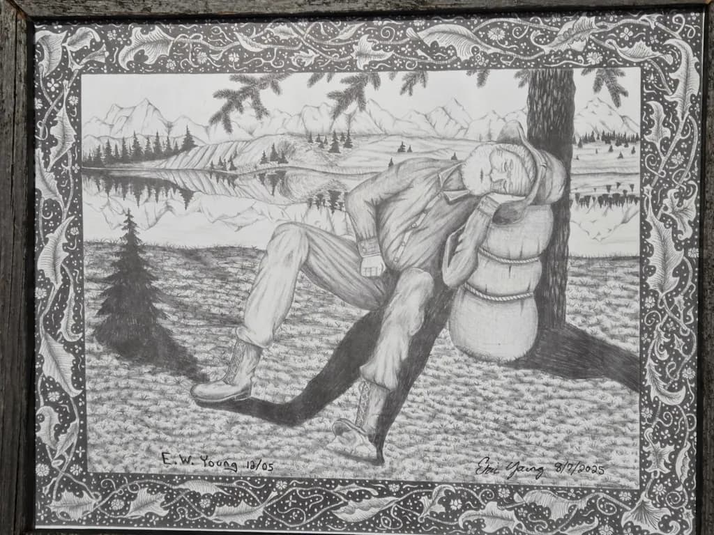 Resting in Nature's Embrace: A Serene Pencil Drawing of a Dreaming Woodsman
