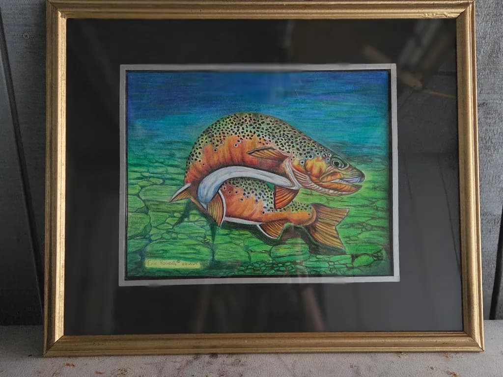 Vibrant Underwater Harmony: A Colorful Fish Illustration in Framed Artistry