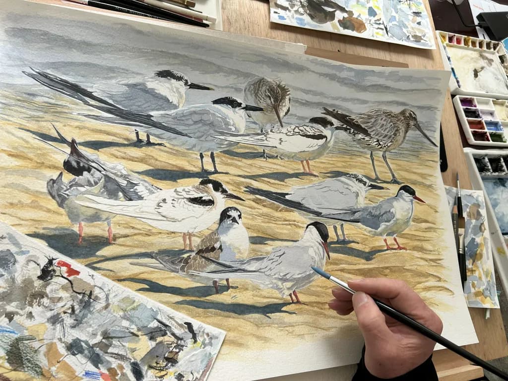 Whispers of Resilience: A Coastal Gathering of Terns and Sandpipers