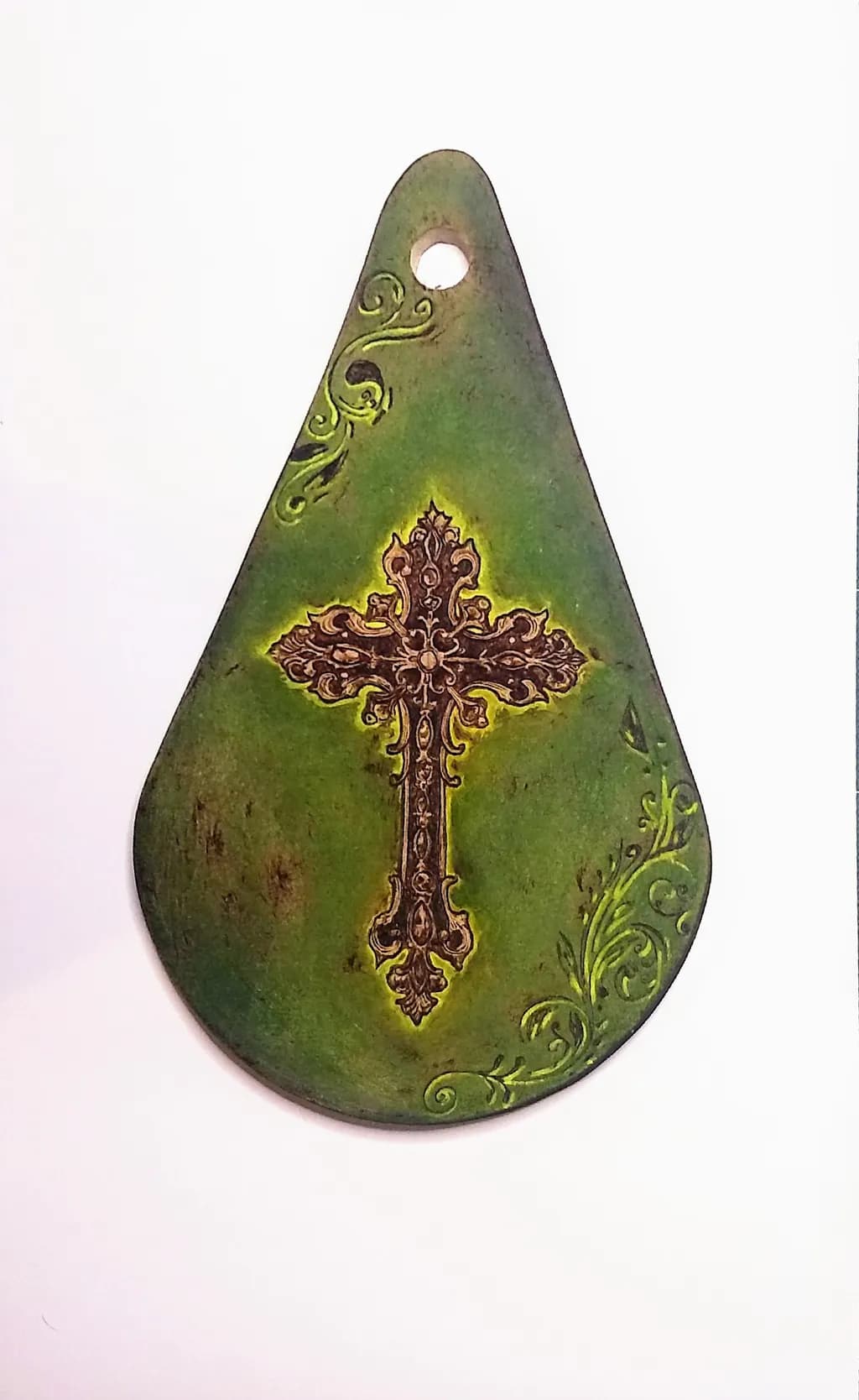 Ethereal Green Cross: A Fusion of Faith and Artistry