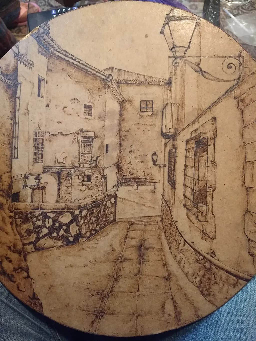 Whispers of the Cobblestone Alley: A Pyrographic Journey Through Time