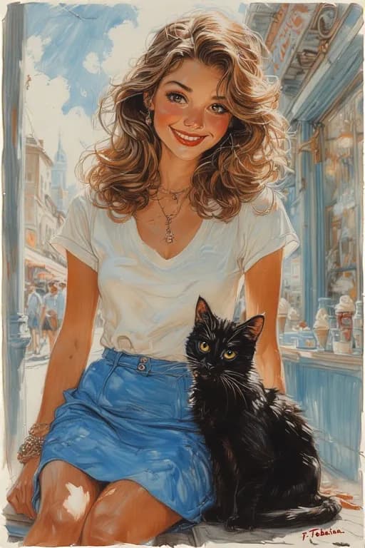 Urban Whimsy: A Portrait of Joyful Companionship with a Black Cat
