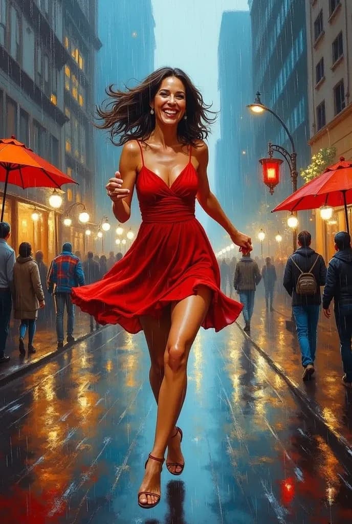 Dancing Through the Rain: A Vibrant Celebration of Joy and Freedom in the City