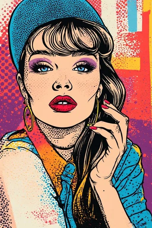 Vibrant Retro Portrait: A Colorful Celebration of Style and Expression