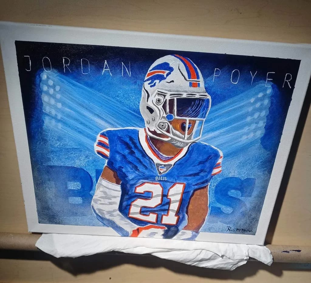 Dynamic Portrait of Jordan Poyer: A Tribute to the Buffalo Bills Football Star