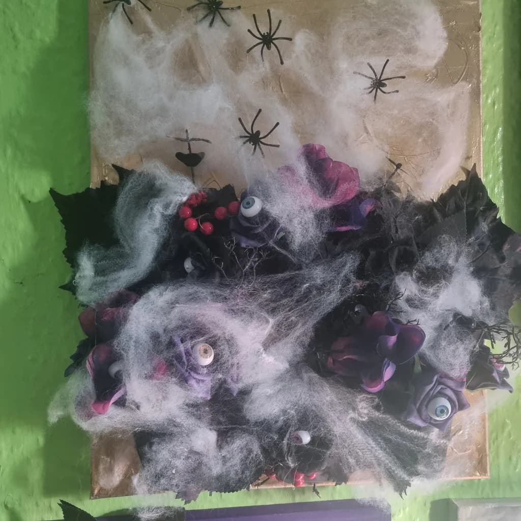 Whimsical Haunt: A Spooky Floral Fantasy with Eyeballs and Spiders