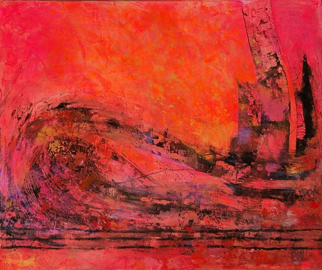 Crimson Waves: A Dance of Color and Emotion in Abstract Art