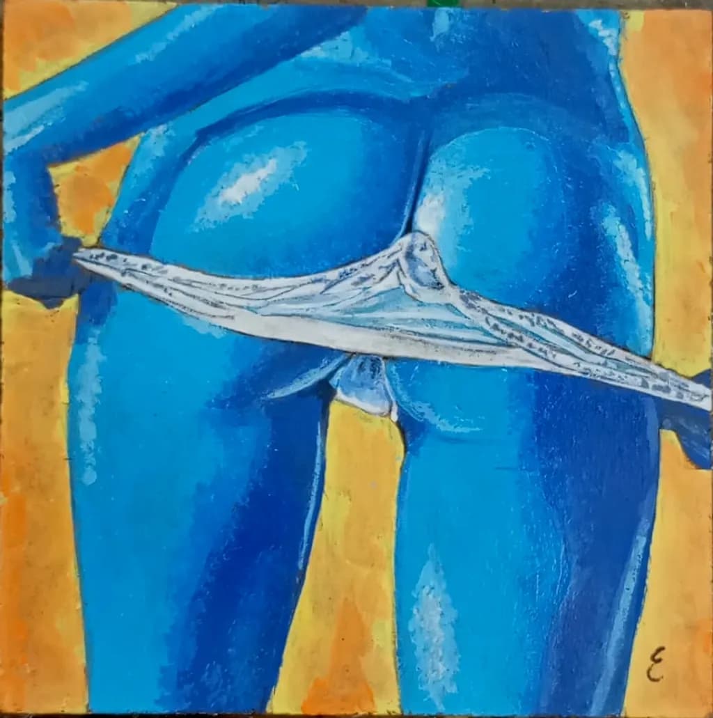 Blue Figure with Fabric