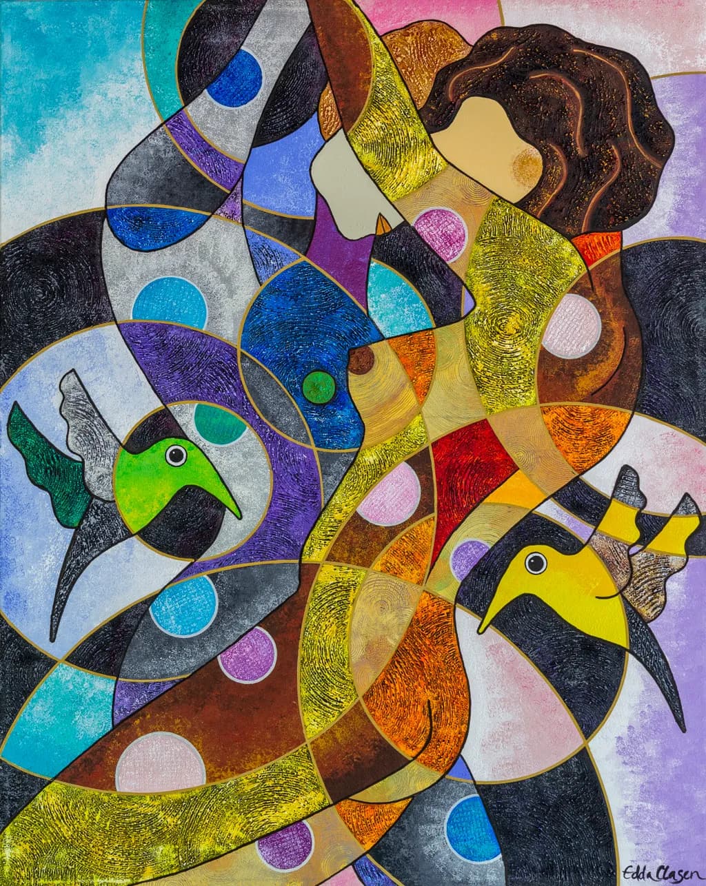 Whimsical Harmony: A Colorful Dance of Nature and Figures