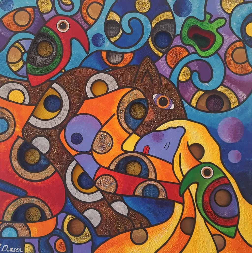 Whimsical Harmony: A Colorful Dance of Nature and Emotion