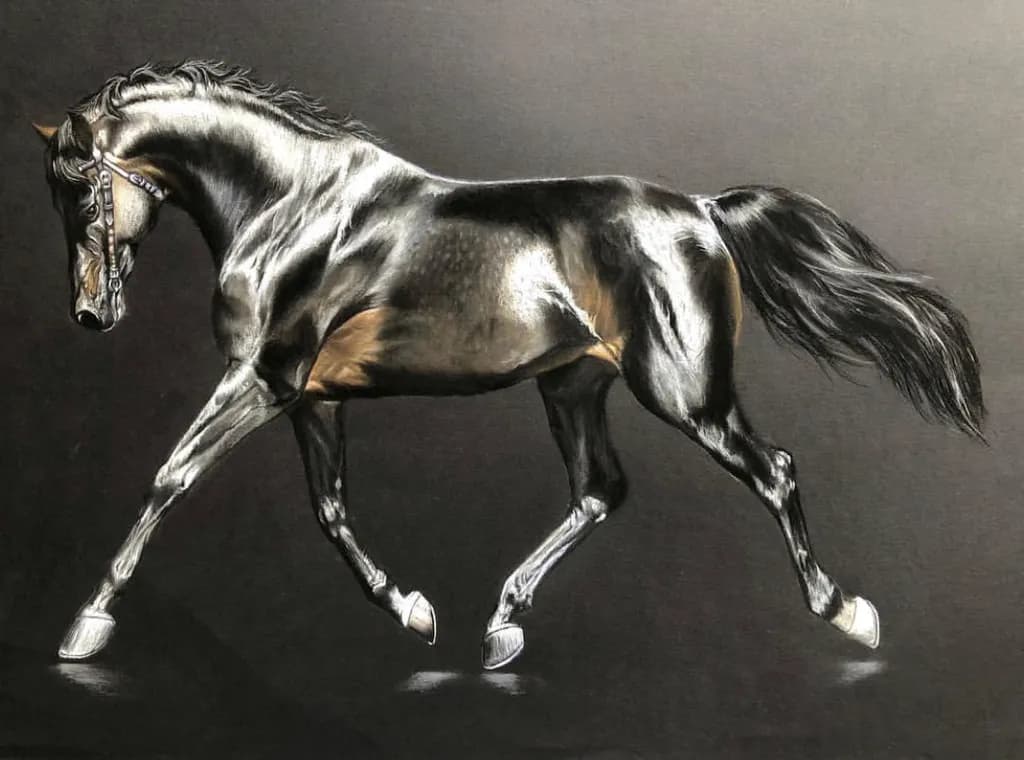 Majestic Elegance: A Striking Portrait of a Galloping Black Horse