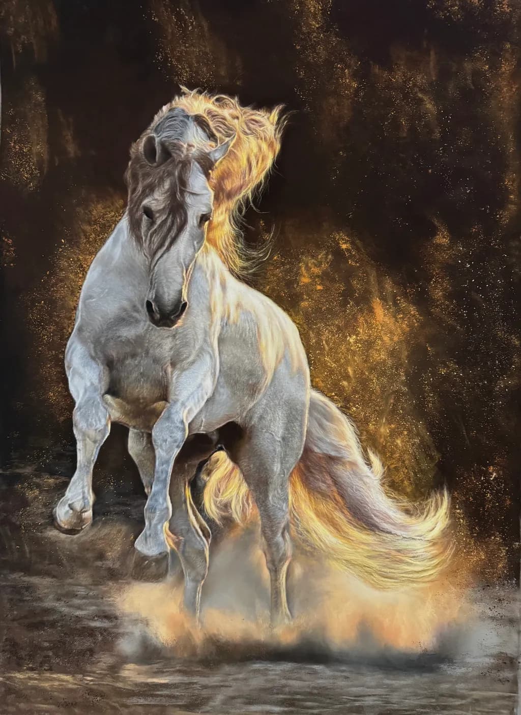 Majestic Dance of the Fiery Stallion: A Dynamic Equine Masterpiece
