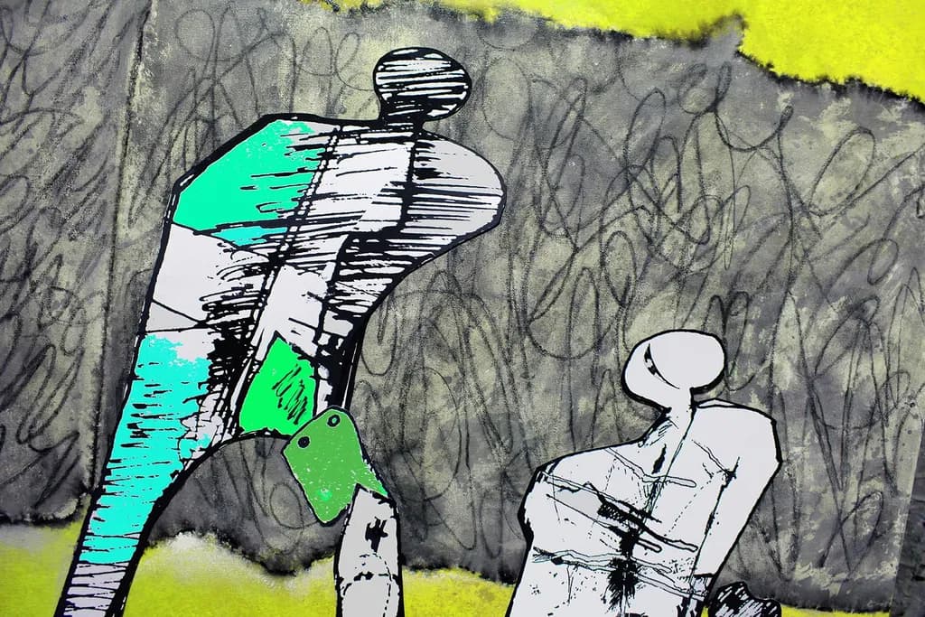 Whispers of Form: Abstract Figures in Vibrant Contrast