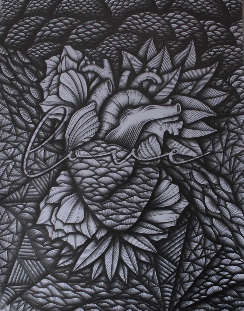 Monochrome Harmony: An Abstract Exploration of Geometric Floral Textures