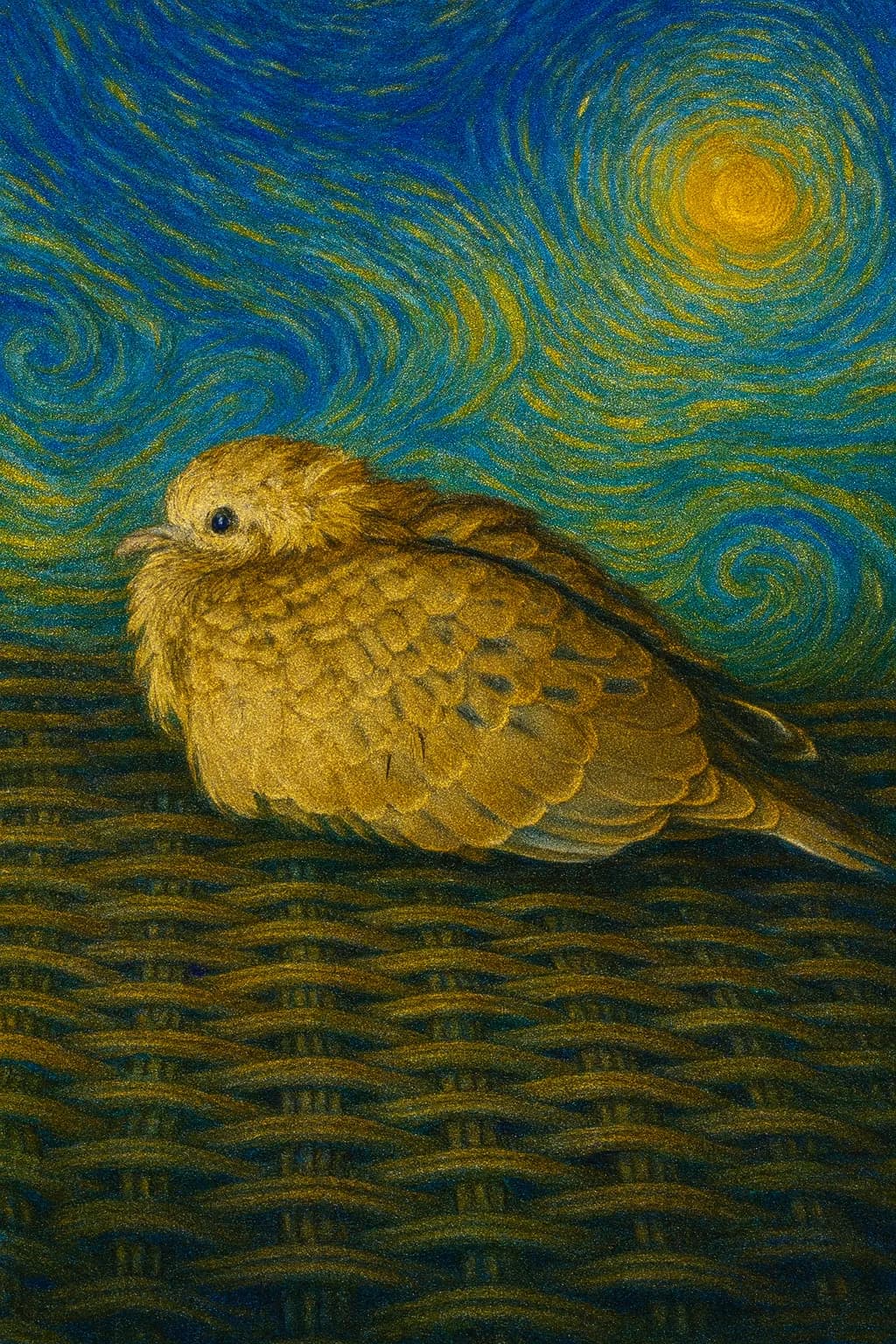 Whimsical Bluebird: A Textured Dance of Yellow and Blue in Nature's Embrace