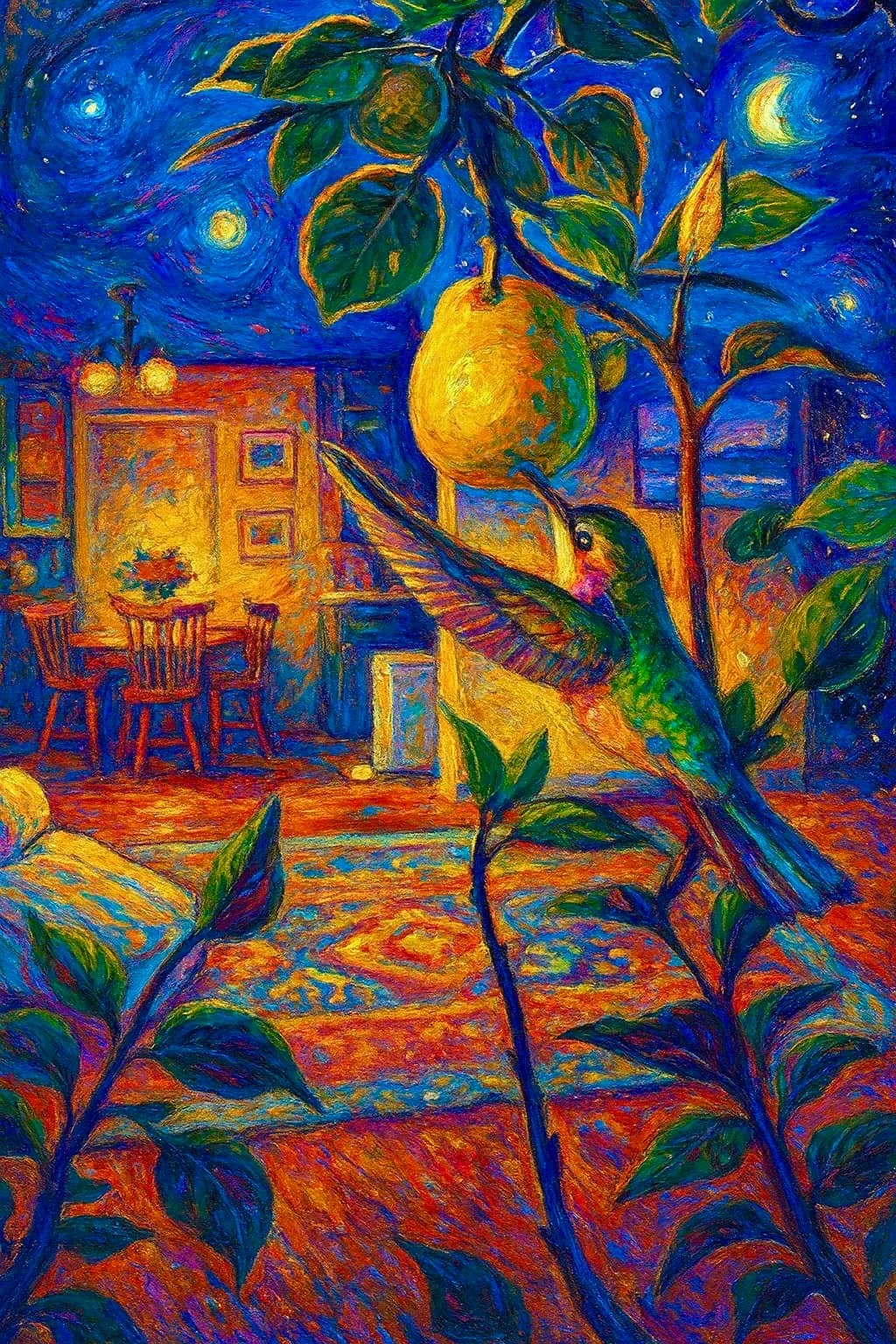 Whispers of Color: A Hummingbird's Dance in a Vibrant Home Oasis