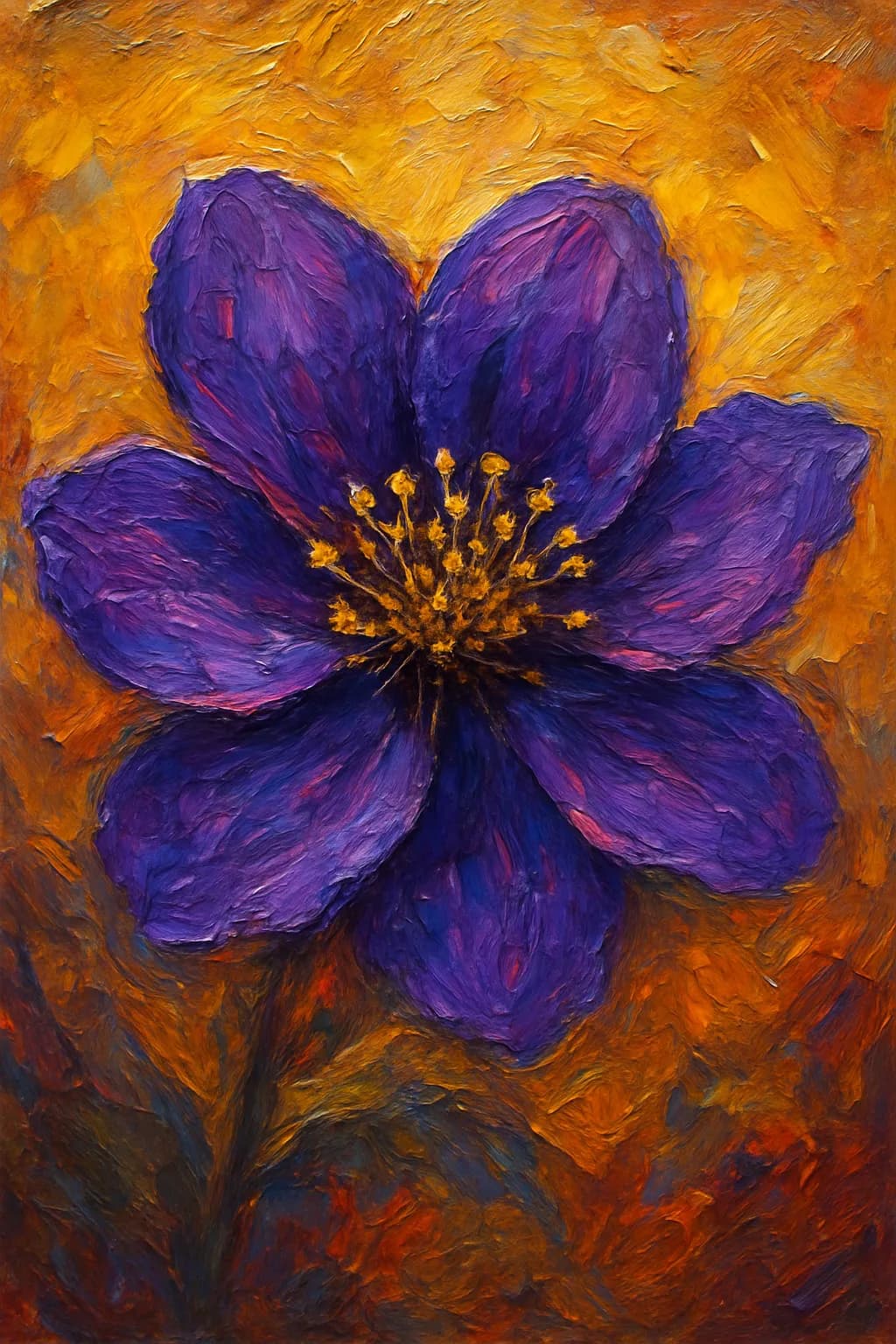 Vibrant Elegance: A Purple Flower's Dance Against a Golden Canvas