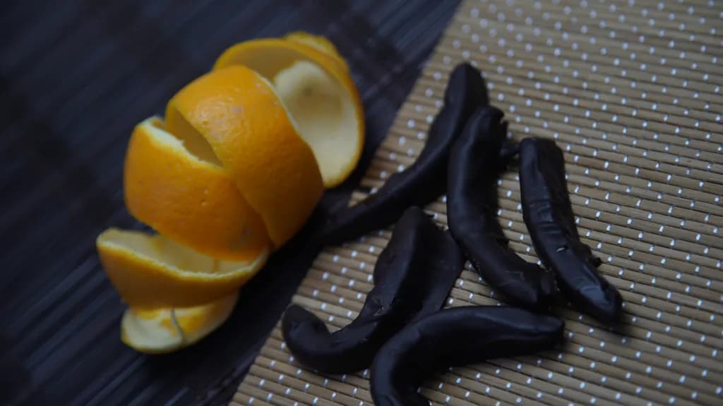 Citrus Contrast: The Dance of Orange Peel and Dark Curves