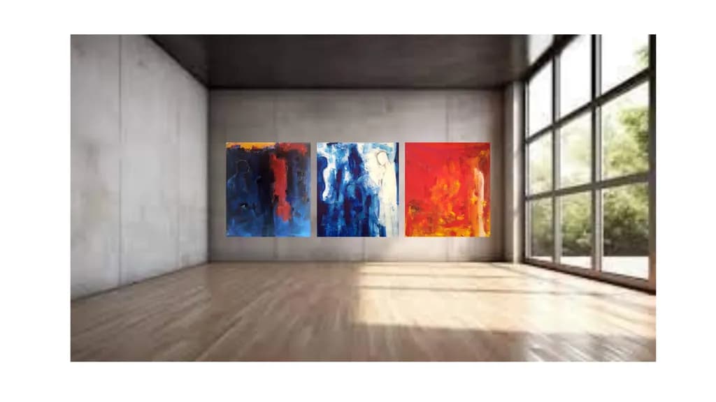Vibrant Harmony: A Triptych of Emotion in Blue, Red, and Gold