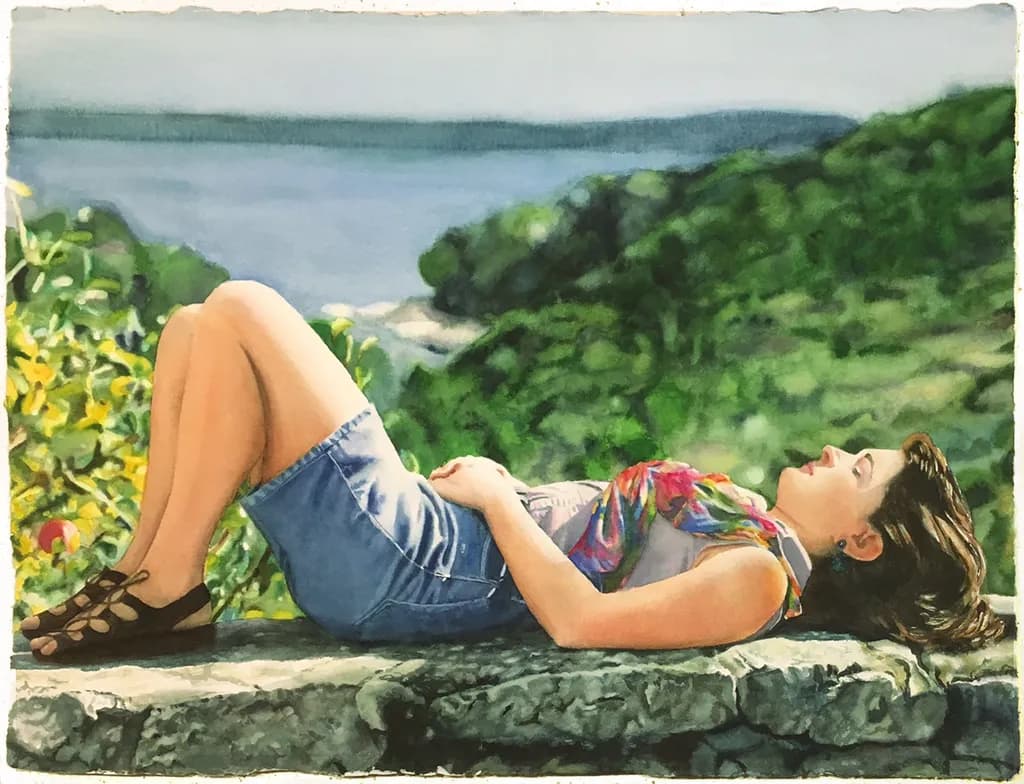Serenity in Nature: A Portrait of Relaxation Amidst Vibrant Scenery