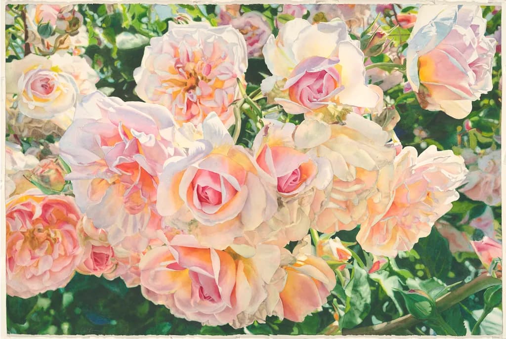 Whispers of Spring: A Lush Bouquet of Blushing Roses in Bloom