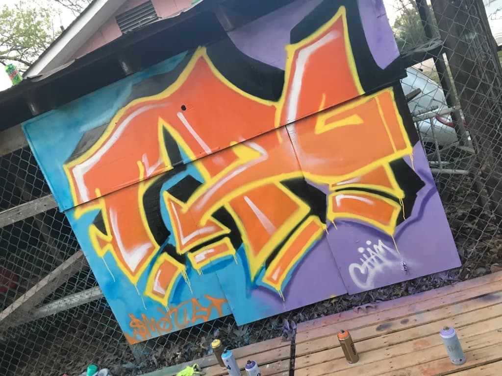 Vibrant Urban Expression: A Playful Dance of Color and Form
